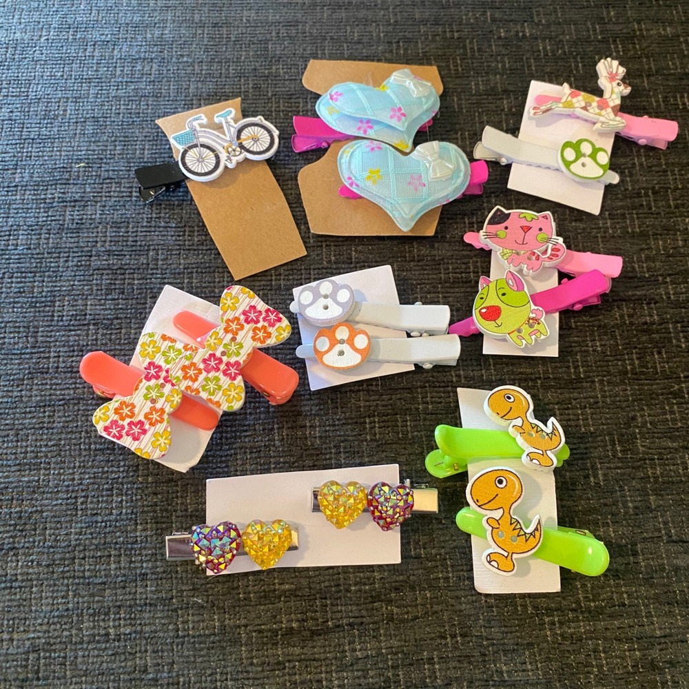 Hair Clip Lot Girls Multicolor Like‎ New Animal Heart Floral 15pc
